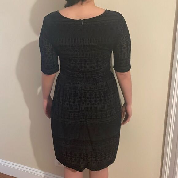 Anthropologie Meadow rue navy blue diamond abstract velvet cocktail party dress - Picture 8 of 17